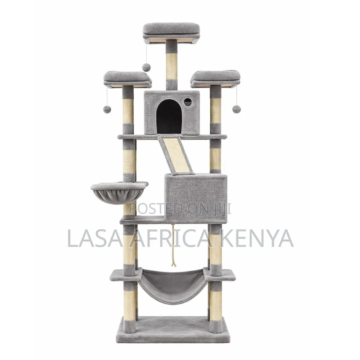 Large Multi-Level Cat Tower Plush Condo With 13 Scratching Posts Gray