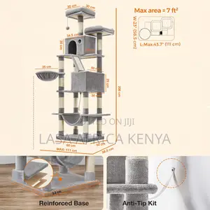 Large Multi-Level Cat Tower Plush Condo With 13 Scratching Posts Gray