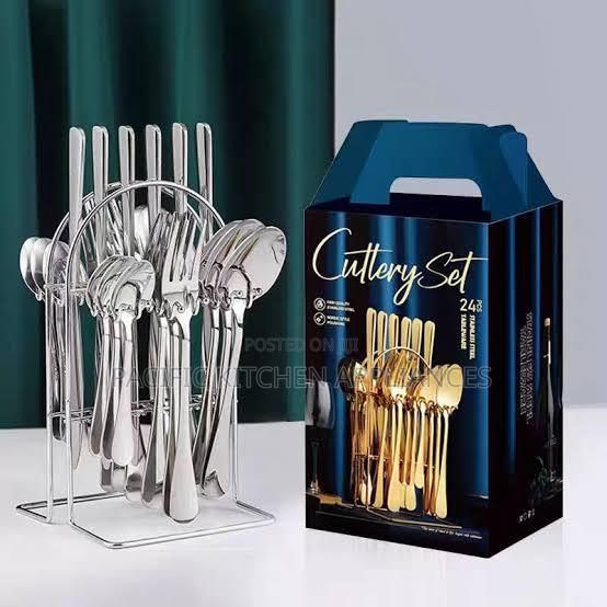 24 Pieces Silver Cutlery Set - main view