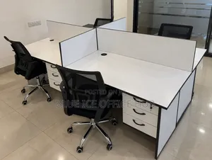 White Office Workstation With Drawers and Partitions – Staff Desk