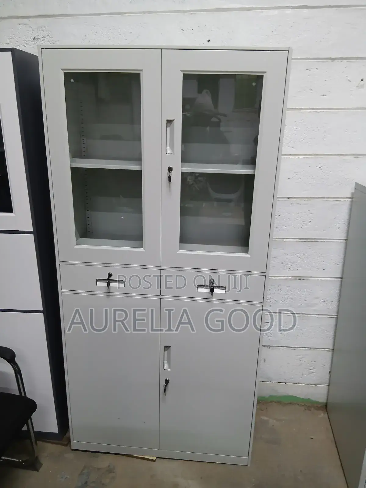 Metallic Wardrobe Cabinet With Shelves