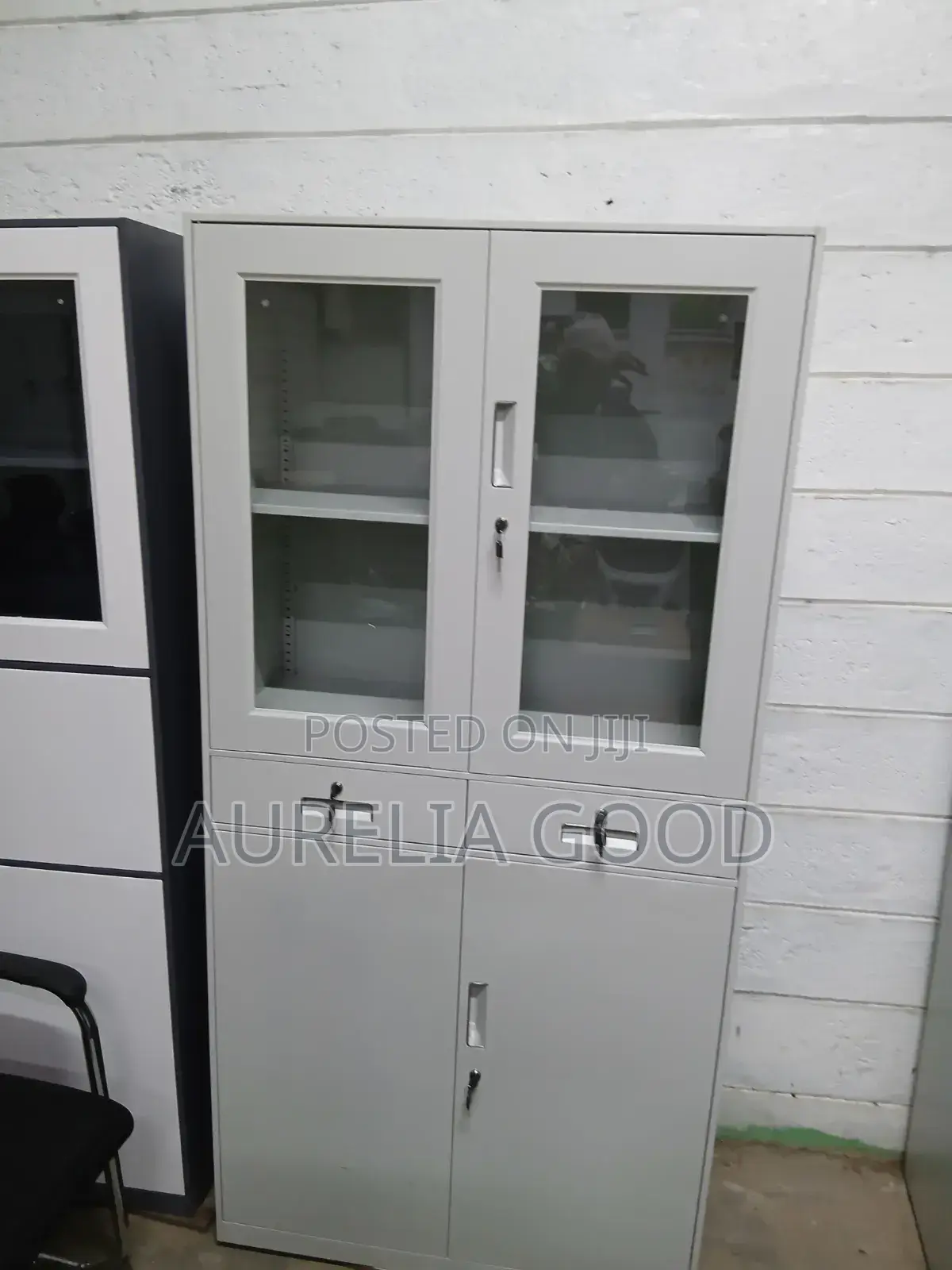 Metallic Wardrobe Cabinet With Shelves