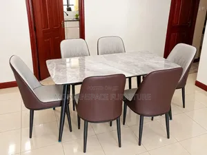 Brown Marble Top Dining Set (6 Seater)