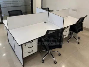 White Office Workstation With Drawers and Partitions – Staff Desk