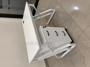 White Office Desk With 3 Drawer Cabinet – Modern Computer Table