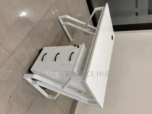 White Office Desk With 3 Drawer Cabinet – Modern Computer Table