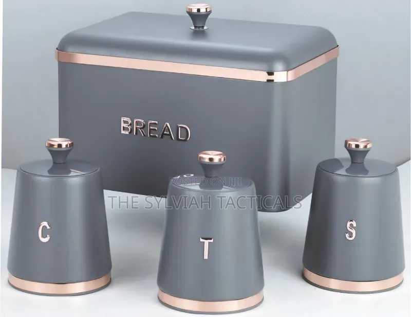 *Large 15Litre Storage Bread Bin Capacity With 3 Canisters of 1.3L