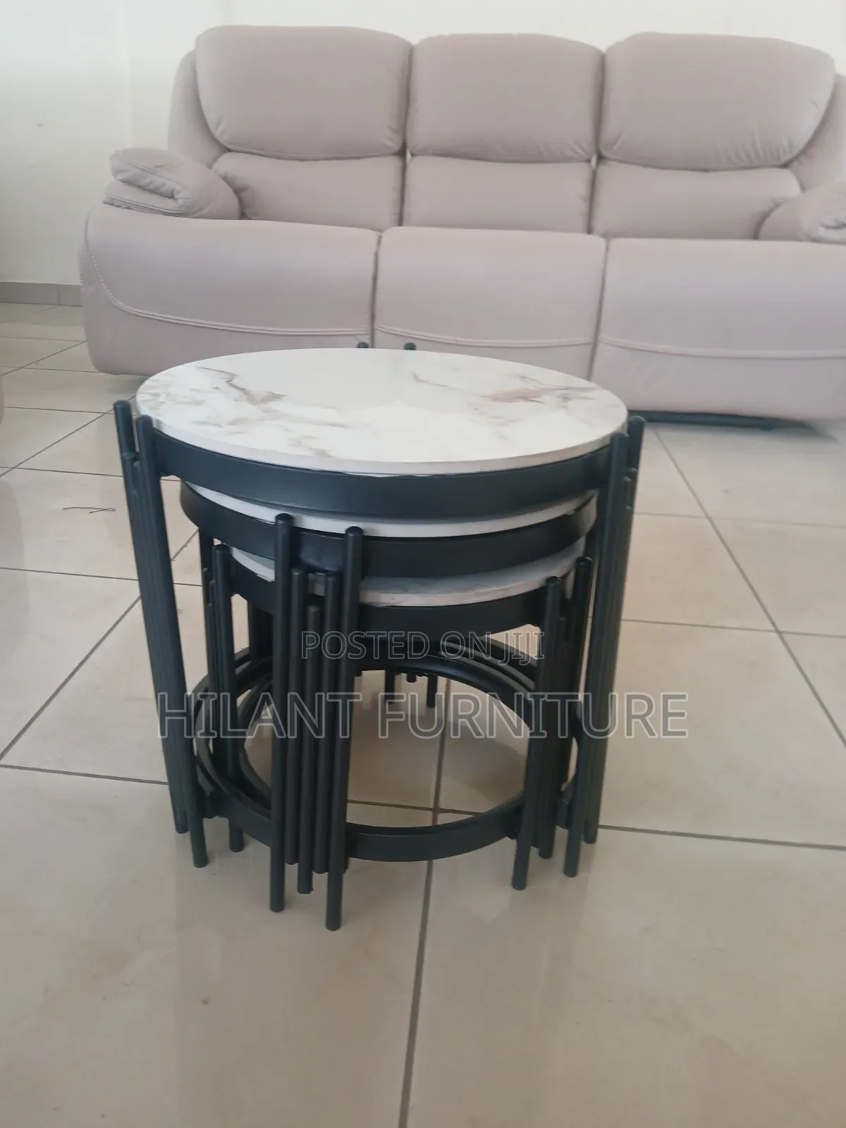 Unique 3 Pieces Marble Nesting Stools