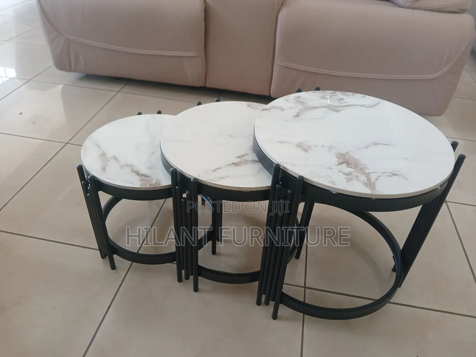Unique 3 Pieces Marble Nesting Stools