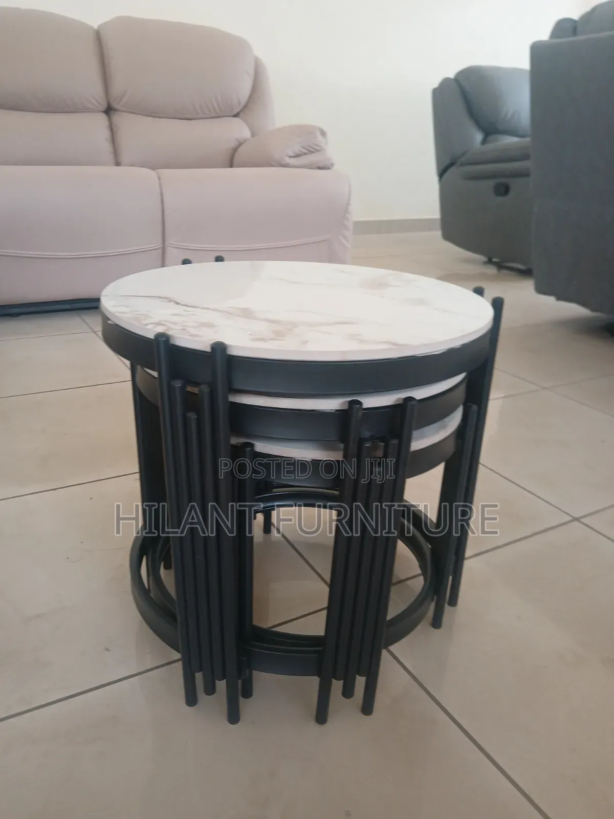 Unique 3 Pieces Marble Nesting Stools
