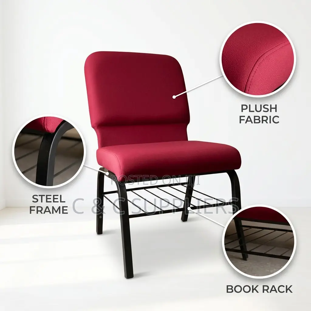 Red Stackable Conference Chair-Full Fabric