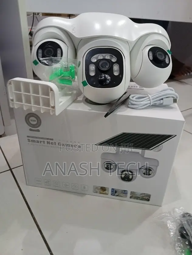 3 Lens Triple Screen Wireless WiFi Solar PTZ Security Camera V380 Pro