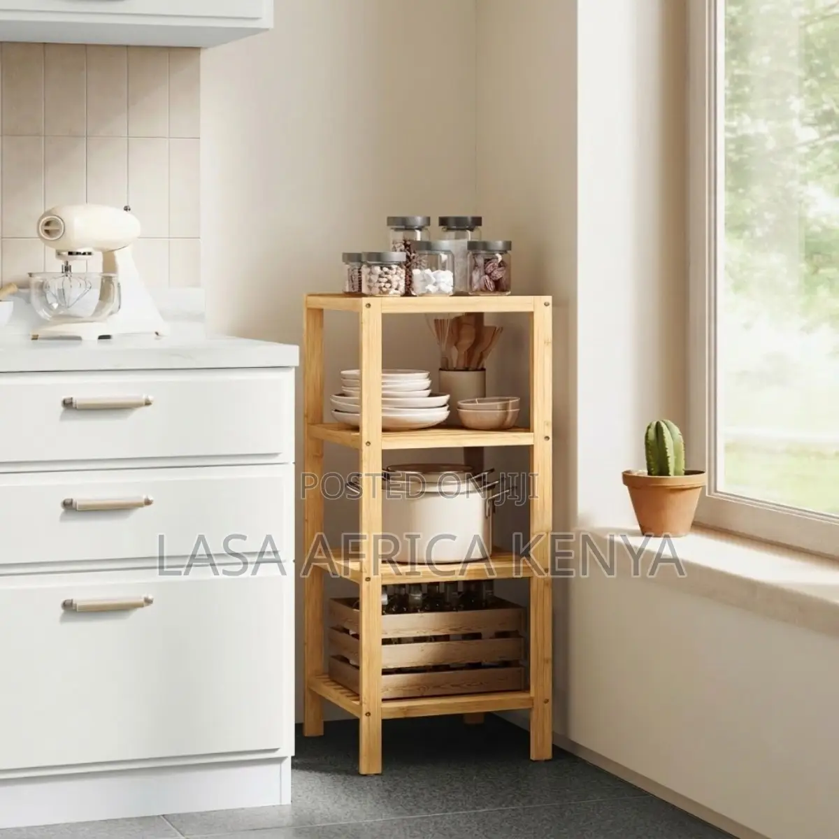 4 Tier Bamboo Storage Shelf Multifunctional Organizer