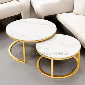 Furniture Set Marble Nesting Coffee Table Set With Gold Metal Frame