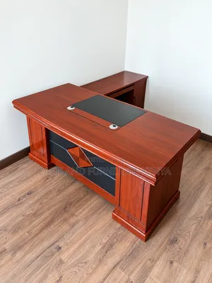 Premium Mahogany Executive Office Desk With Side Return – Modern