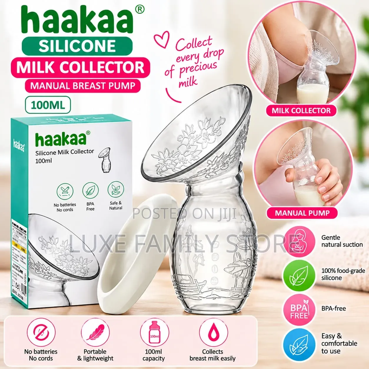 Silicone Manual Breast Pump(Hakaa