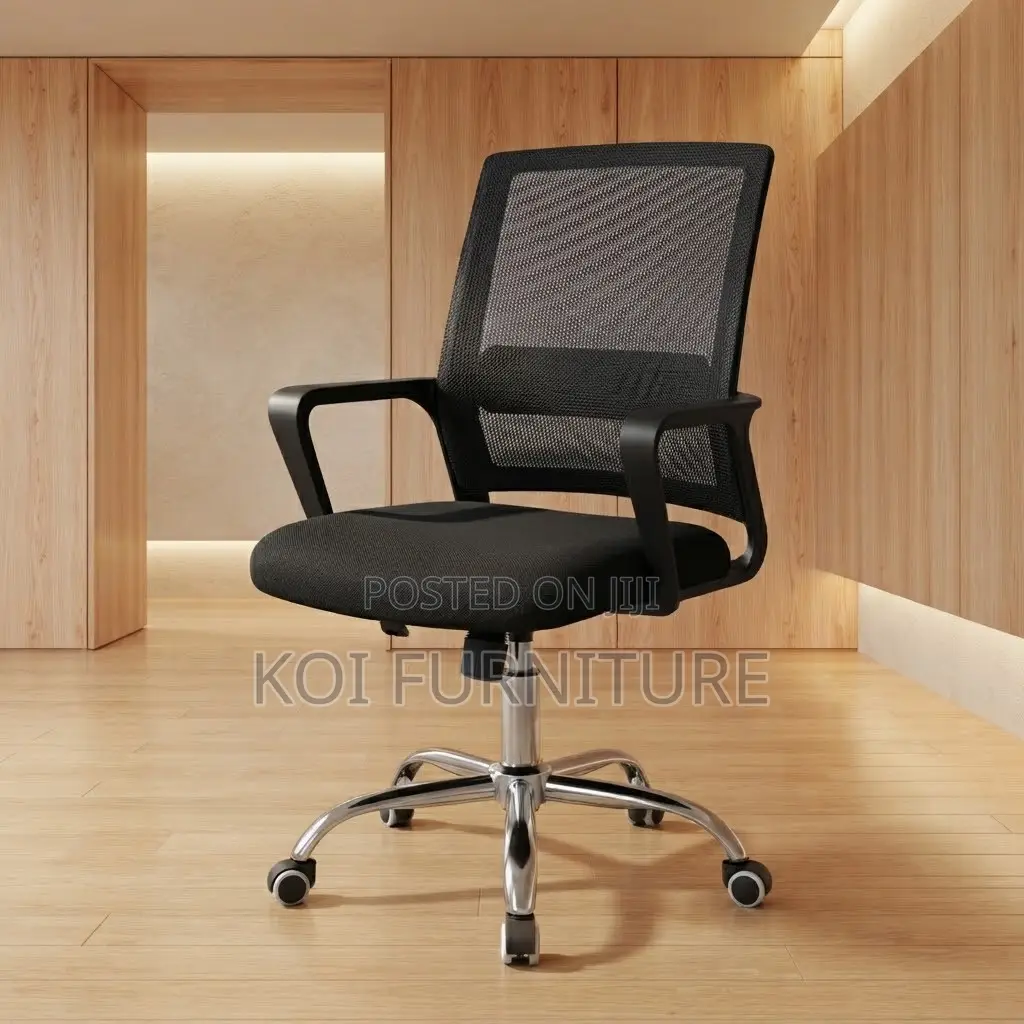 Office Chairs; Clerical Mid Backrest Black Captain Chair