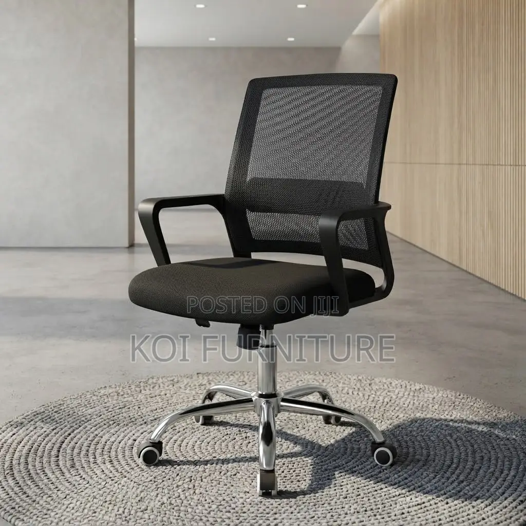 Office Chairs; Clerical Mid Backrest Black Captain Chair