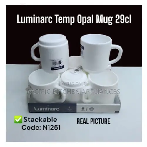 Luminarc 29cl Tempered Opal Coffee/Tea Drinking Mugs,6pcs