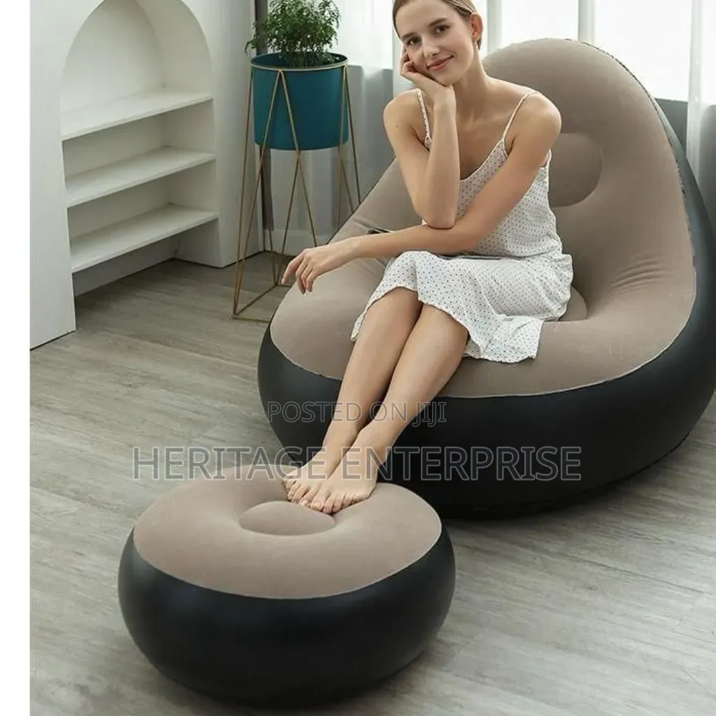 Inflatable Seat With Footrest Free Pump