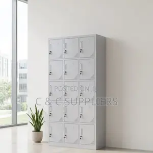 15-Door Lockable Locker Cabinet.