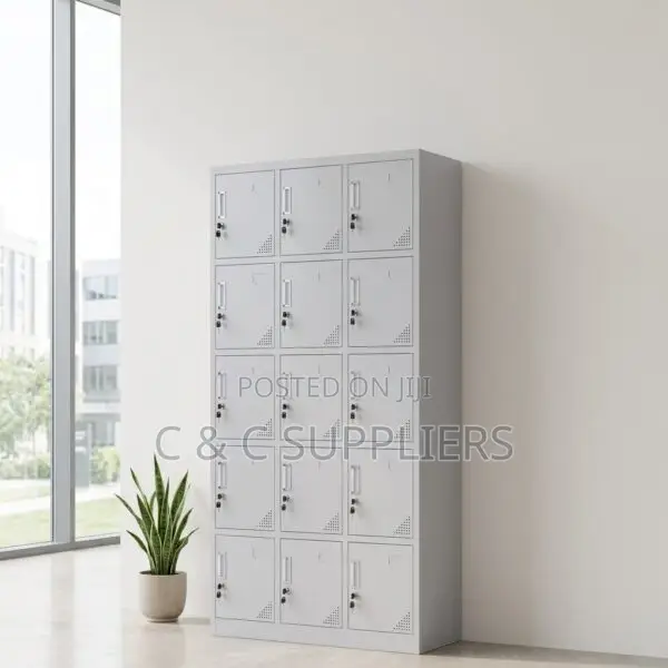 15-Door Lockable Locker Cabinet.