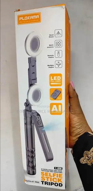 PLOKAMA AI Selfie Stick Tripod With LED Fill Light – AUTO-A7 PRO