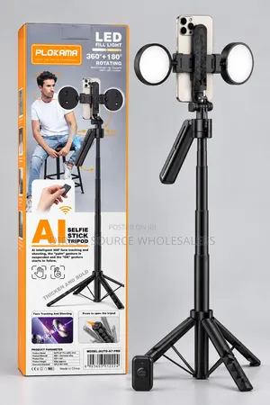 Face Tracking Selfie Stick Tripod With Dual LED Lights.