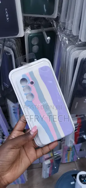 Samsung Galaxy S25 Silicone Case a Vibrant, Wavy Pastel Rainbow Color