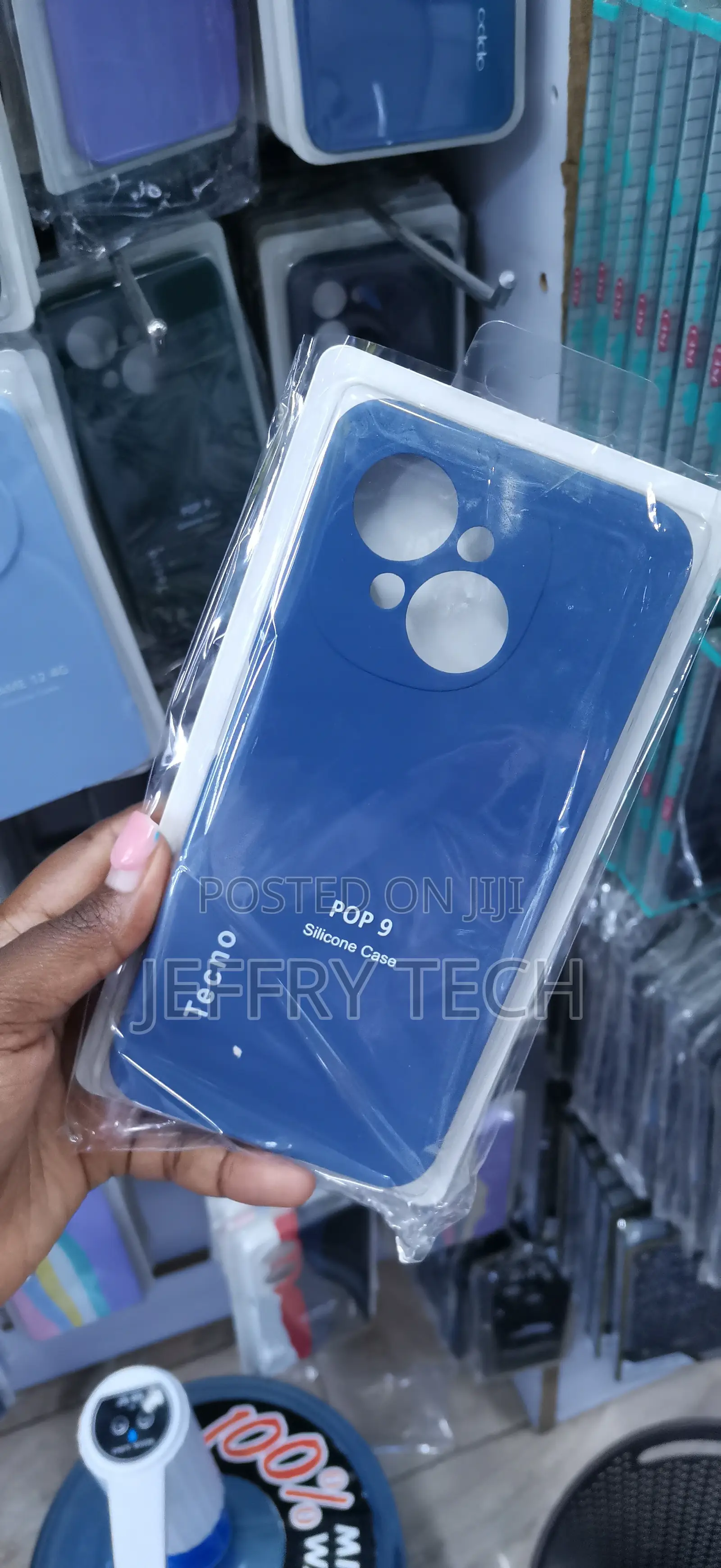 Blue Silicone Back Cover Case for the Tecno Pop 9 Mobile Phone.
