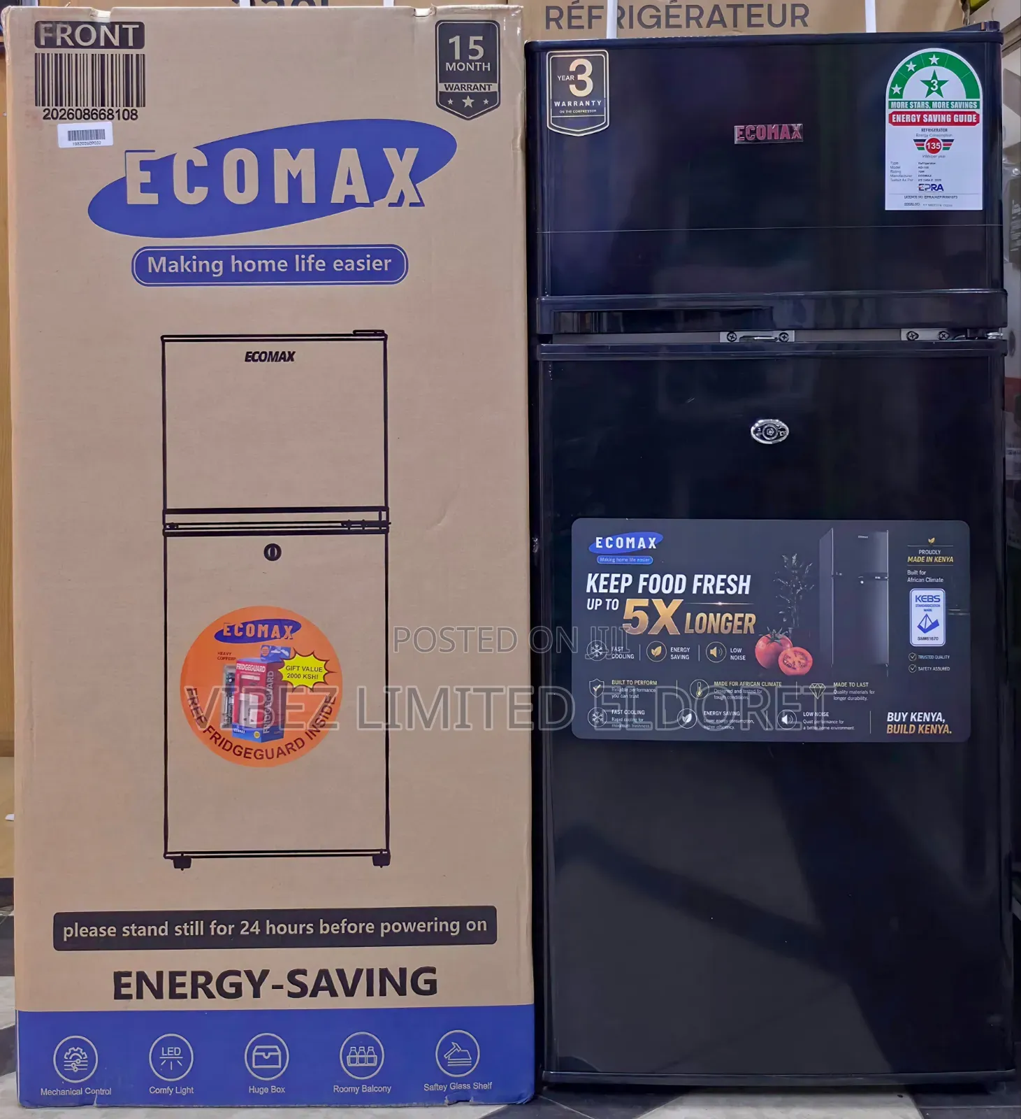 Ecomax 108l Double-Door Refrigerator