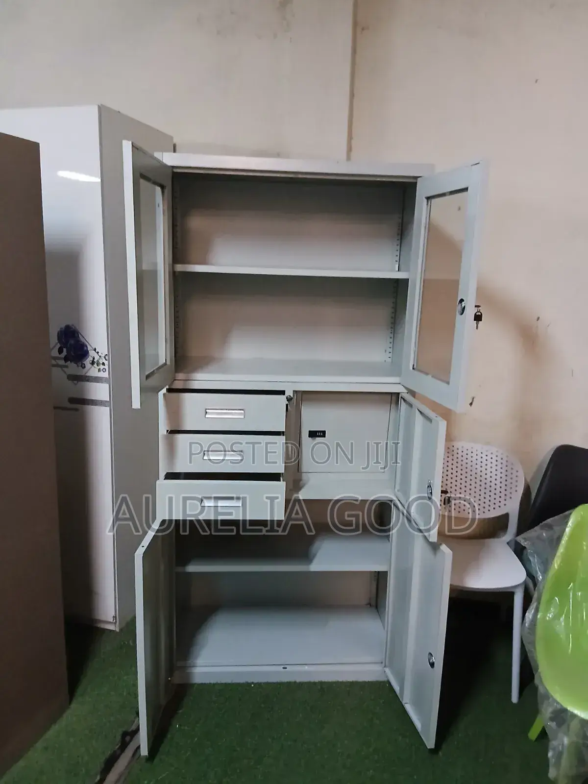 Metallic Wardrobe Cabinet With Shelves