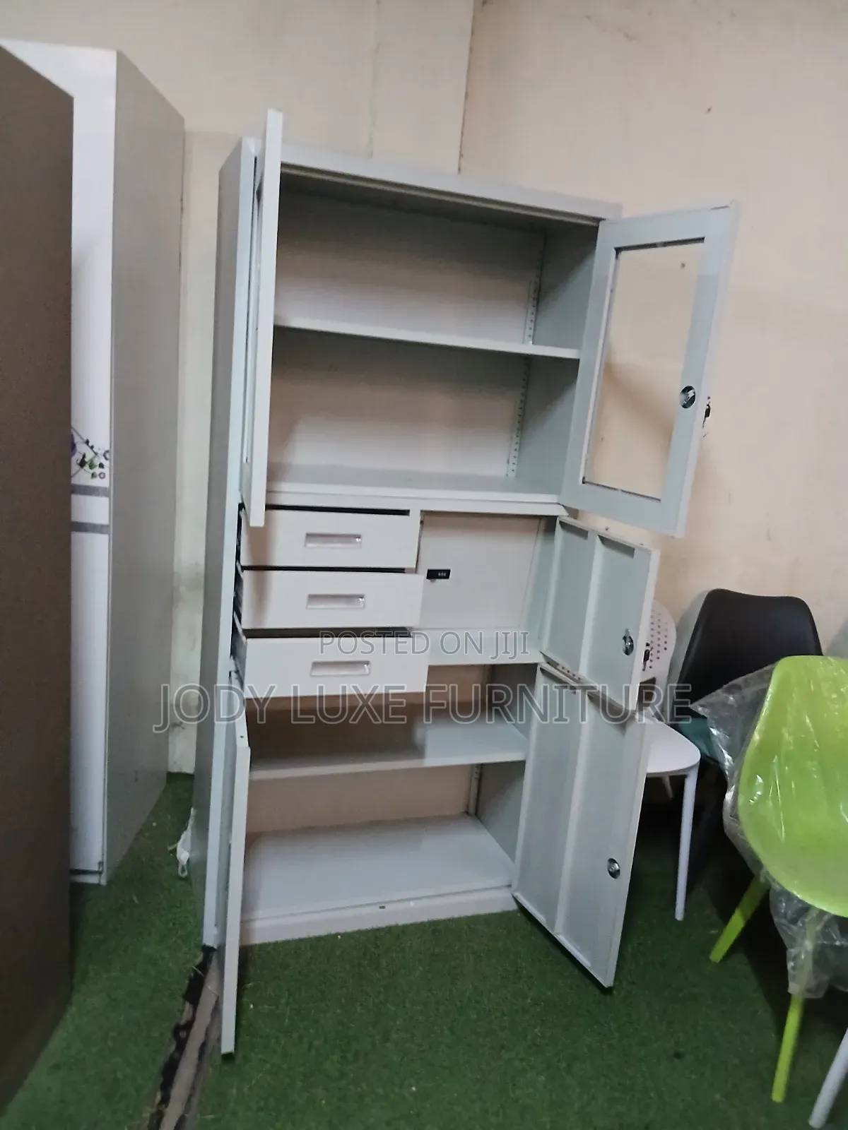 Metallic Wardrobe Cabinet With Shelves