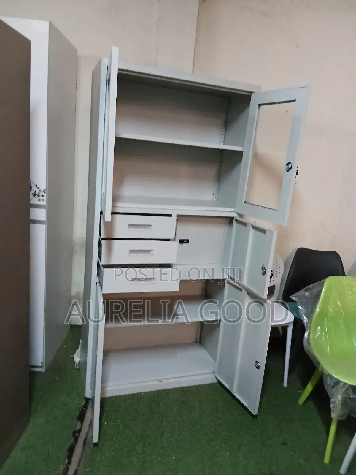 Metallic Wardrobe Cabinet With Shelves