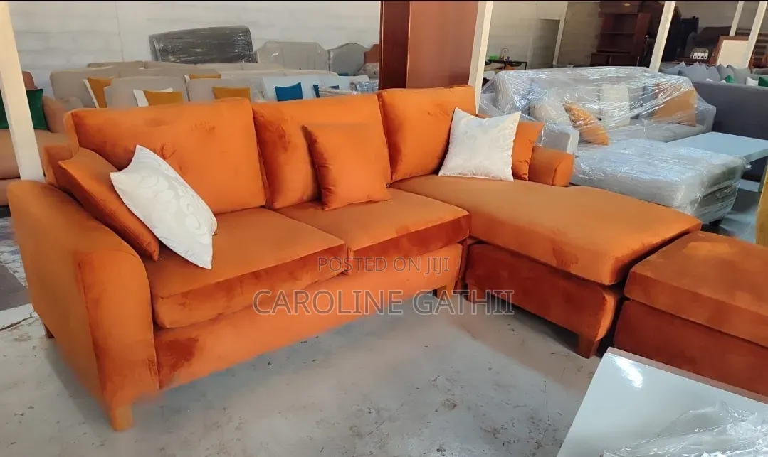 Corner Sofa Set With Pouffe