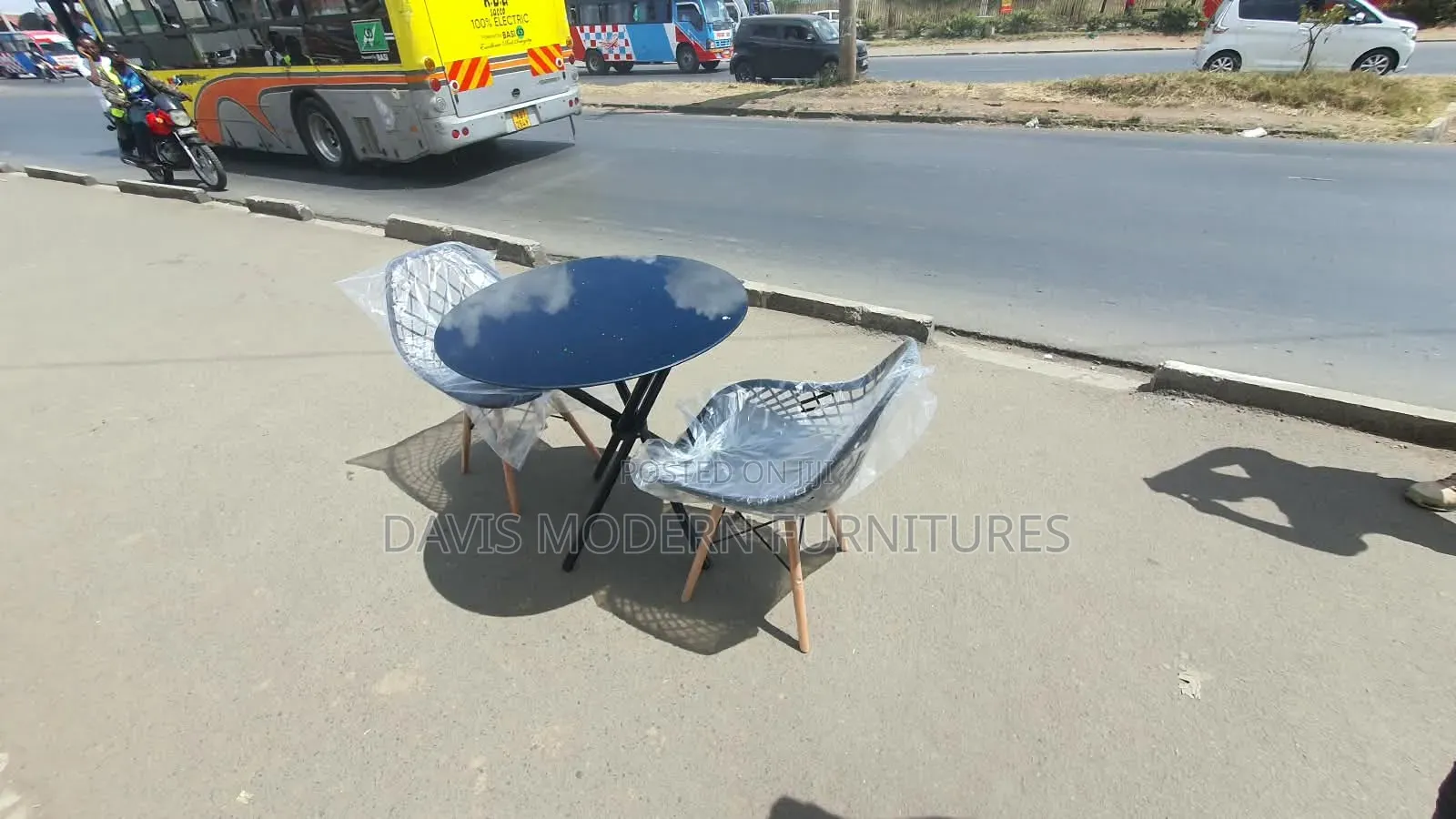 Black Glass Top Table With Mesh Chair