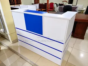 Modern White and Blue Reception Desk Counter – Stylish Office Front