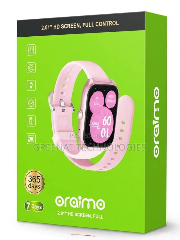 Oraimo Watch 5 Lite Pink 2.01" HD Screen Full Control Smart Watch - thumbnail 2