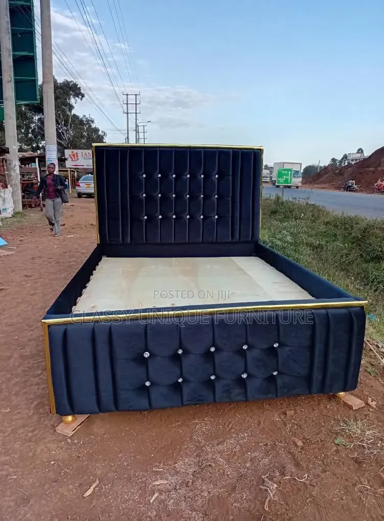 5x6 Navy Blue Velvet Bed