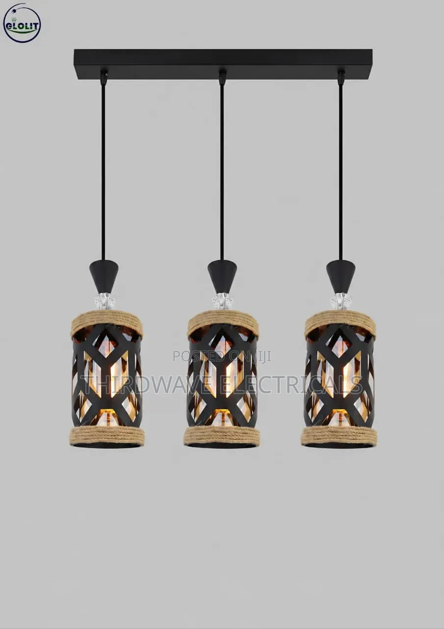 3-in-1 Hemp Rope Industrial Pendant Light