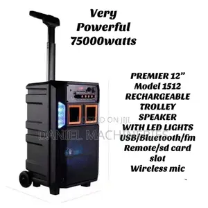 75000watts Powerful Rechargeable Trolley Speaker USB/Bluetooth/Fm/Sd