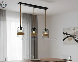 3-Light Vintage Industrial Hemp Rope Birdcage Chandelier