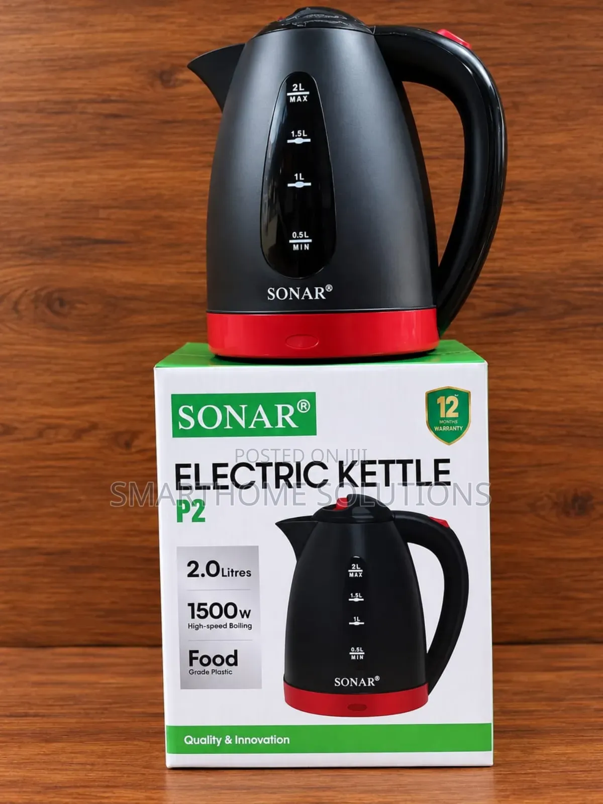 Sonar Kettle 2.0L With 1.5mtrs Strong Long Cable P2