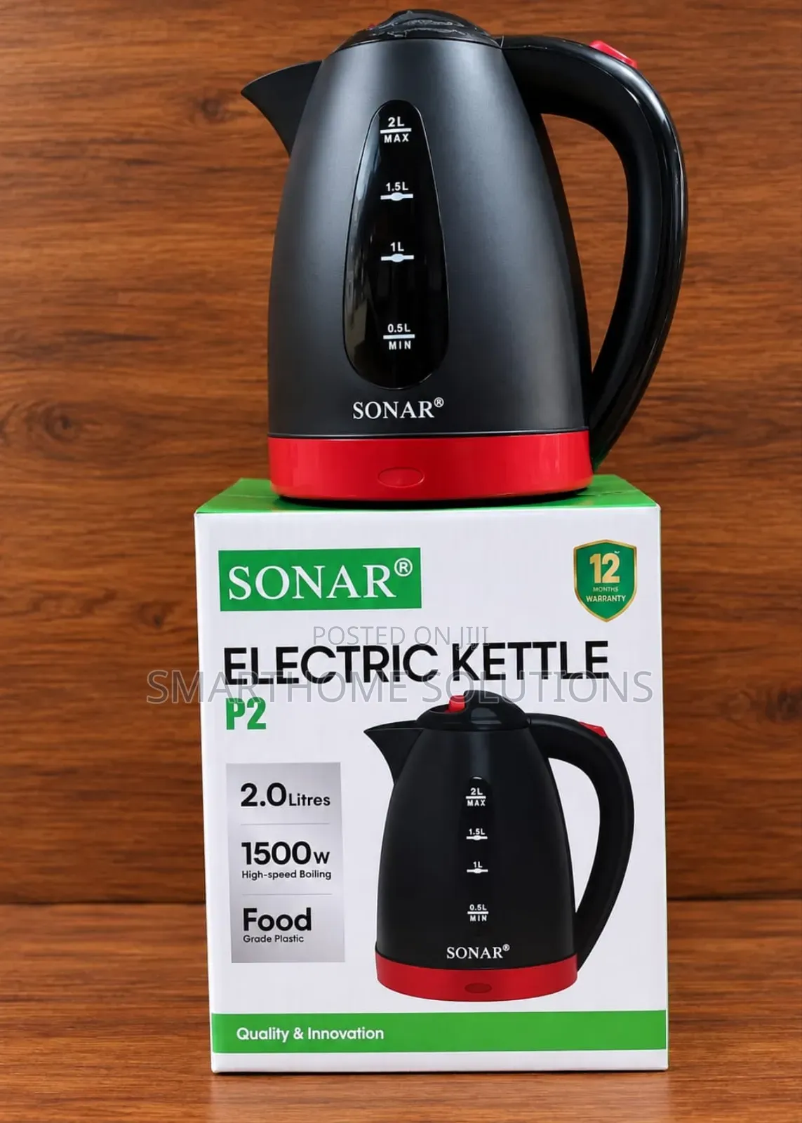 Sonar Kettle 2.0L With 1.5mtrs Strong Long Cable P2