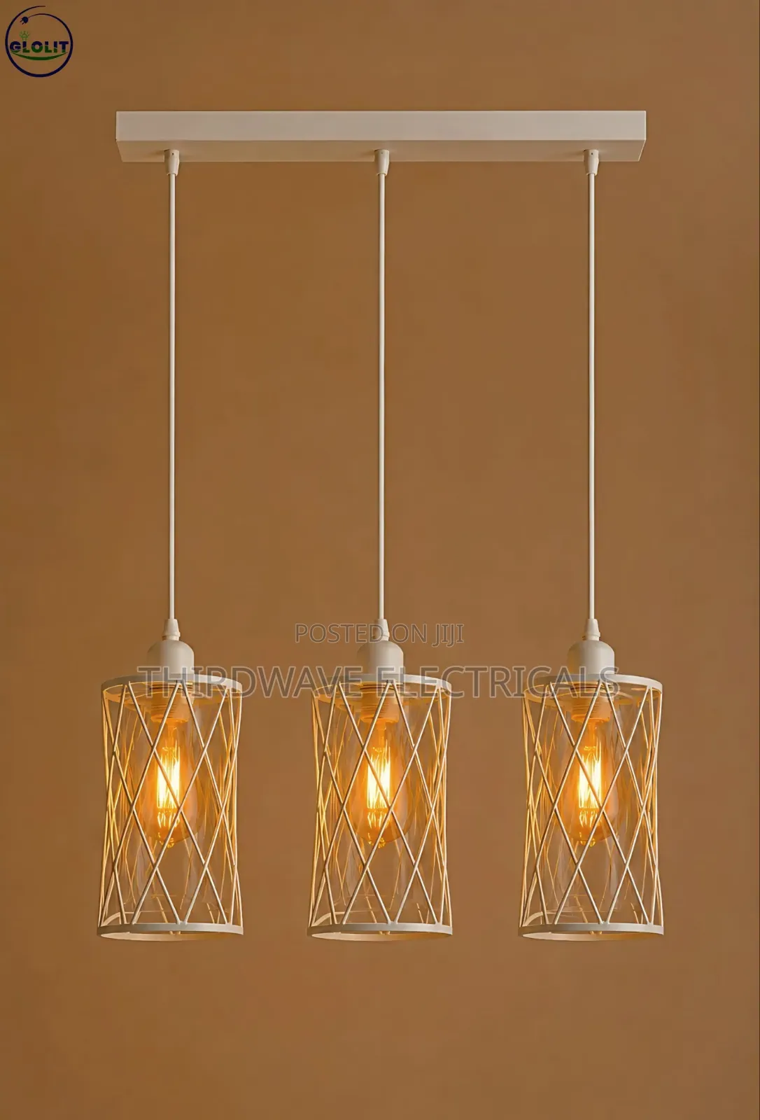 3-in-1 White Criss-Cross Cage Pendant Light