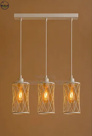 3-in-1 White Criss-Cross Cage Pendant Light