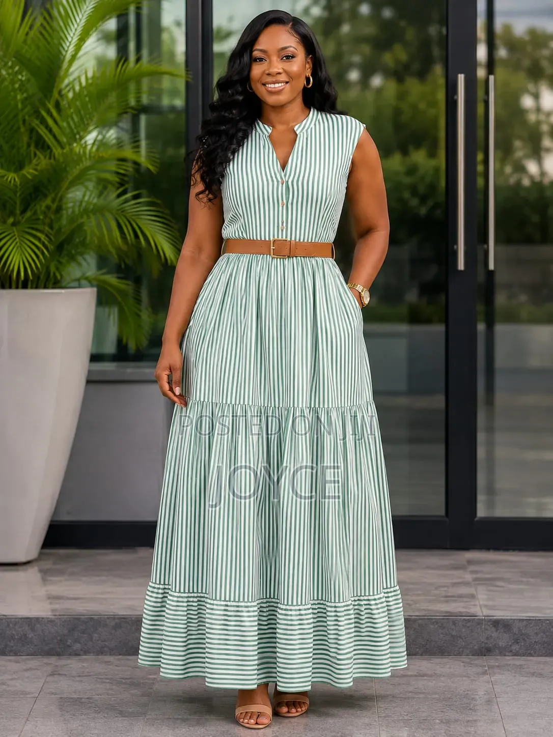 Sleeveless Stripped Maxi
