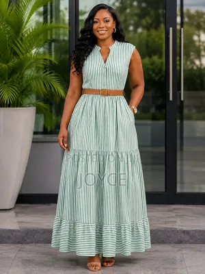 Sleeveless Stripped Maxi