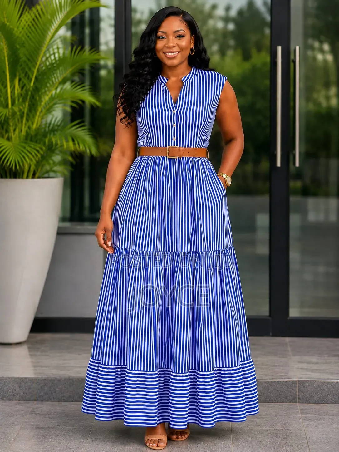 Sleeveless Stripped Maxi