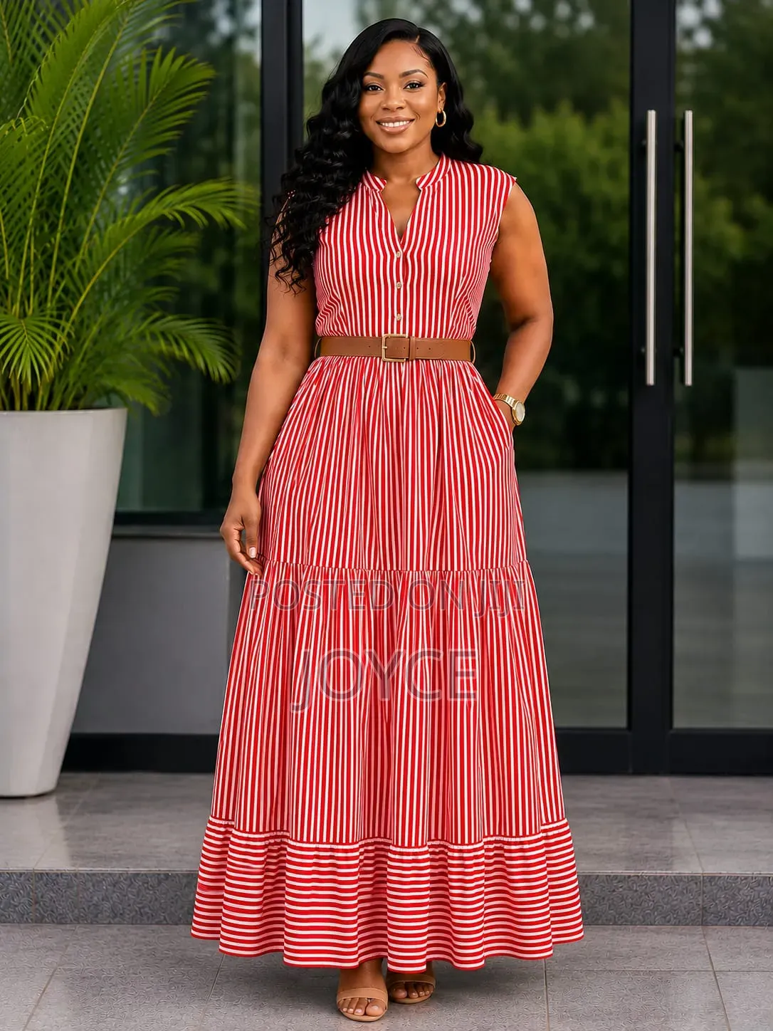 Sleeveless Stripped Maxi